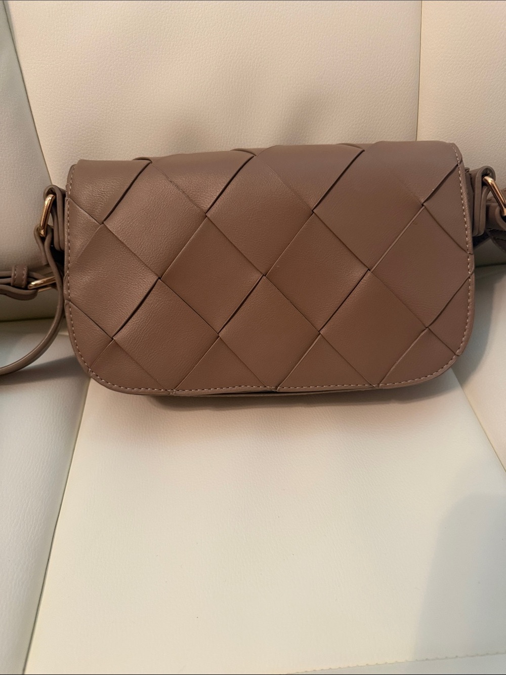 Madison West Woven Bag in Taupe Brown